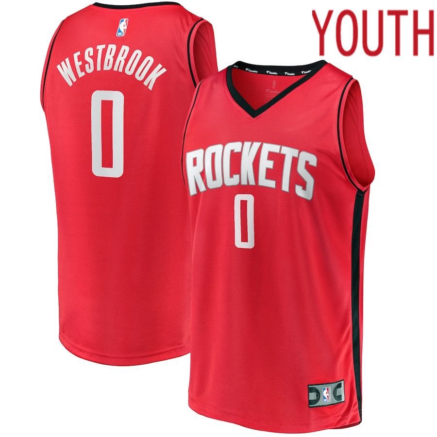 Youth Houston Rockets #0 Russell Westbrook Fanatics Branded Red Fast Break Player Replica NBA Jersey->youth nba jersey->Youth Jersey